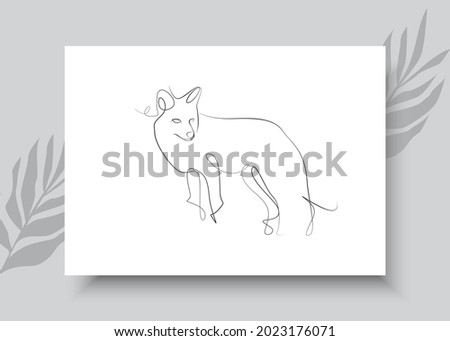 Abstract line art fox. Abstract hand drawn vector illustration. Abstract animal art design for print, home decor, cover, wallpaper, Minimal and natural wall art posters