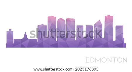 Edmonton, AB, Canada Low Poly Skyline Clip Art City Design. Geometric Polygon Graphic Horizon Icon. Vector Illustration Symbol.