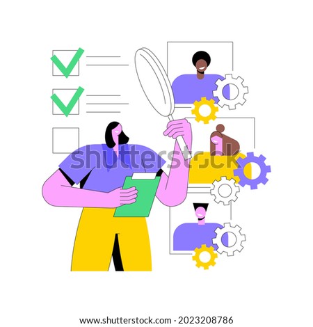 Employee assessment abstract concept vector illustration. Employee evaluation, assessment form, job performance review, SWOT analysis, recruitment software, supervisor meeting abstract metaphor. Royalty-Free Stock Photo #2023208786