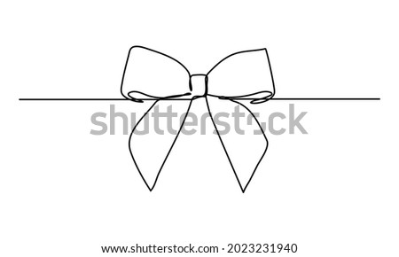 Gift ribbon bow in continuous line drawing style. simple black line sketch
