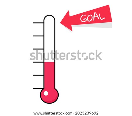 Fundraiser goal thermometer icon. Clipart image isolated on white background