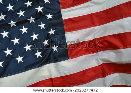 United States of America flag. Fragment of fabric in the colors of the American flag. National.