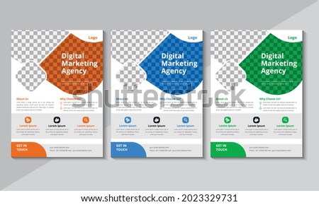 Modern Flyer Template, Business Flyer Design, Brochure design, annual report, poster, shape, layout, a4 Size, orange, blue, green color, Vector illustration