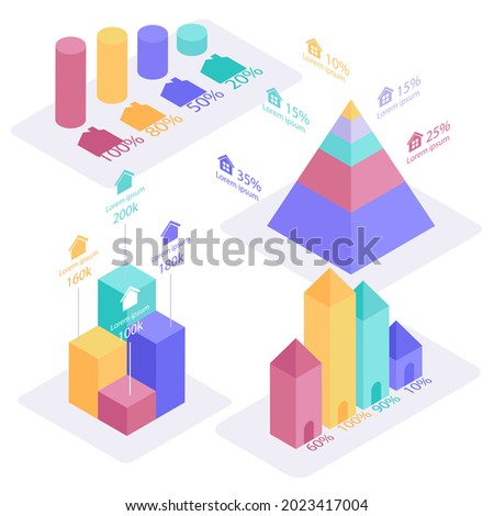 Real estate infographic design template. Rent, sale building, house service graphic. Business infographic graph, mortgage diagram construction. Architecture property presentation. Vector illustration