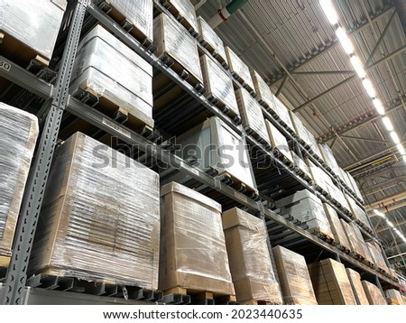 inside the huge company organization with big corporation warehouse storage