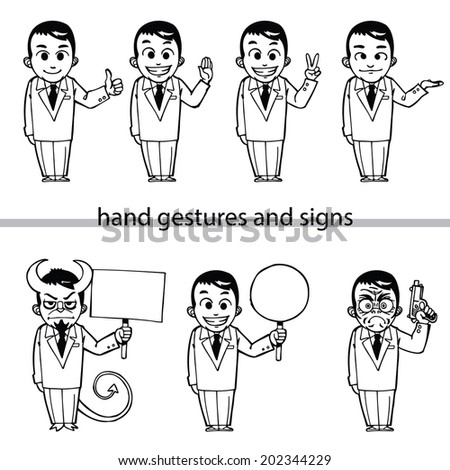 businessman hand gestures and signs
