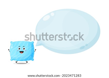 Cute pillow character with bubble speech