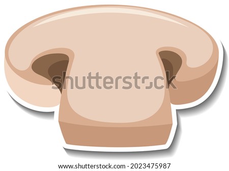 Sliced champignon mushroom sticker on white background illustration
