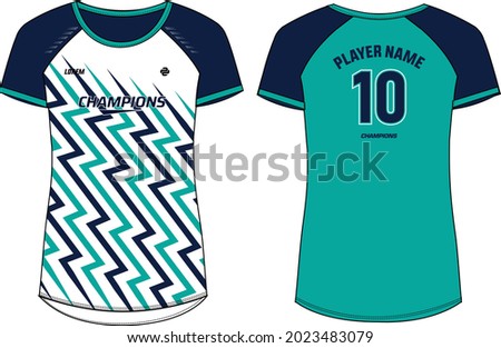 Women Sports Jersey t-shirt design concept Illustration, abstract geometric pattern round Neck t shirt for girls and Ladies Volleyball jersey, Football, badminton, Soccer, netball. Sport uniform kit