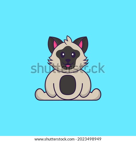 Cute cat is sitting. Animal cartoon concept isolated. Can used for t-shirt, greeting card, invitation card or mascot.