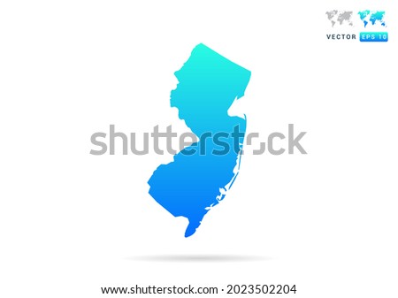 Abstract gradient blue with New Jersey map on white background vector.