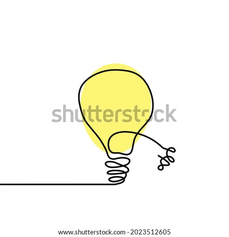 Abstract color light bulb burned out  as line drawing on white background