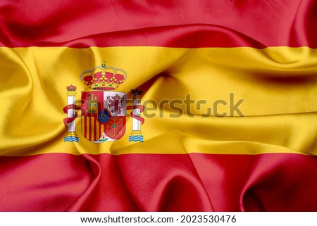 Spain flag background, fabric texture.