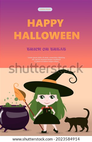 Vector banner for Halloween Cartoon template design for ad, sales, party invitations