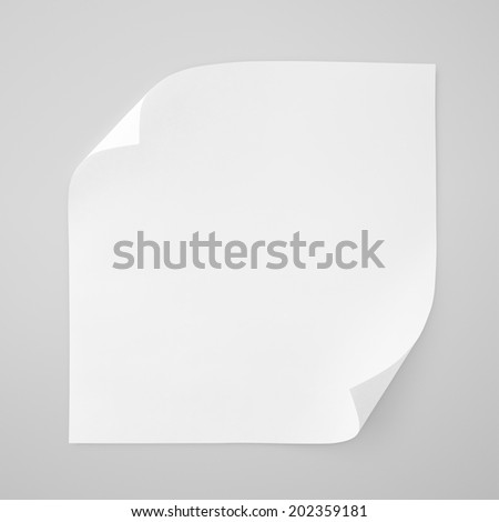 Square blank sheet of white paper on gray background with clipping path