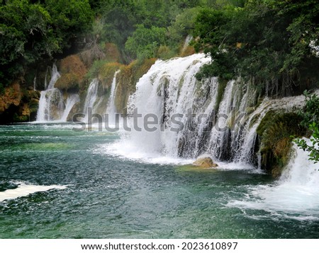 Croatian Krka waterfalls photography with azure clear water