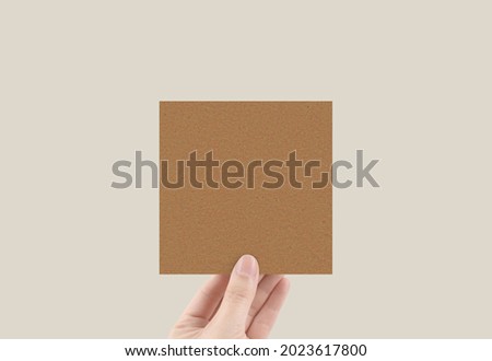 Craft Paper Square Card Mockup Print Sticker RSVP Business Card Branding Brown Textured Empty Paper