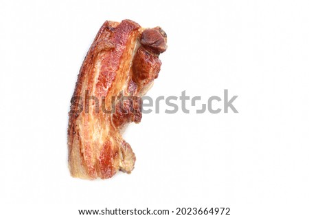 streaky pork fried for being cooking ingredient  in people living life about eating high energy food. on white background  Royalty-Free Stock Photo #2023664972