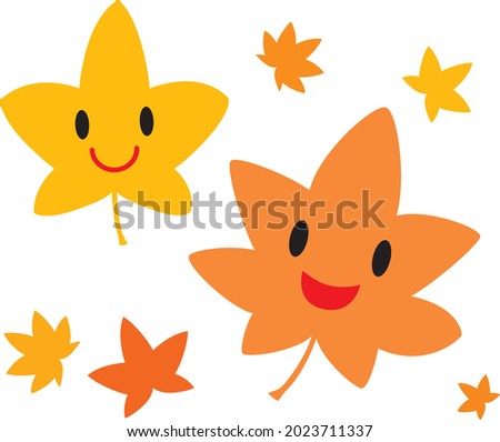 Two cute characters of autumn maple leaves