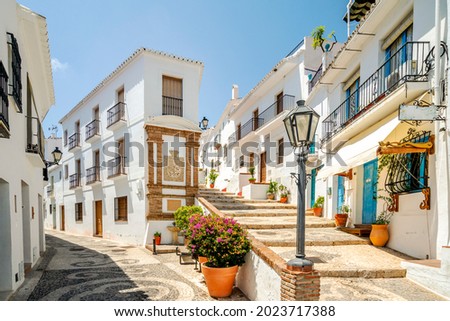 Picturesque town of Frigiliana located in mountainous region of Malaga, Costa del Sol, Andalusia, Spain Royalty-Free Stock Photo #2023717388