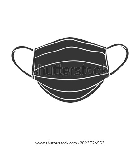 Medical Mask Icon Silhouette Illustration. Protection Vector Graphic Pictogram Symbol Clip Art. Doodle Sketch Black Sign.