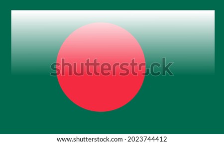 Drawing Of Flag Of Bangladesh With A Glossy Background. Color Drawing Of National Flag Of Bangladesh