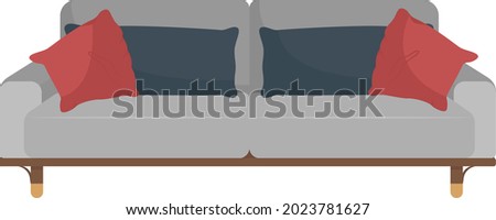 Modern sofa for living room semi flat color vector object. Full sized item on white. Contemporary couch. House furniture isolated modern cartoon style illustration for graphic design and animation