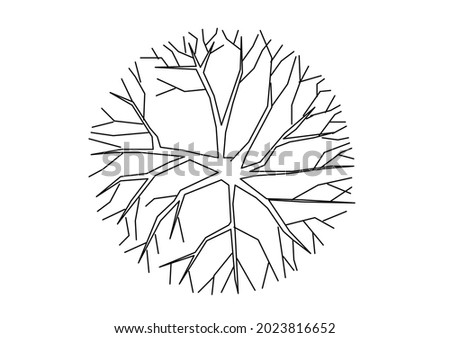 Vector design sketch of a tree with no leaves but only twigs