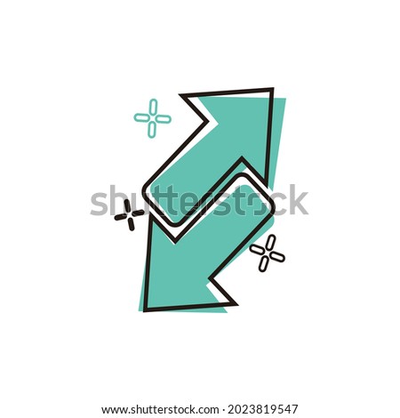 Upturned arrow icon in comic style. Refreshing vector cartoon illustration on isolated white background.