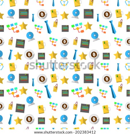 Vector background for freelance and business. Seamless vector pattern with colored small icons for freelance or business on white background.