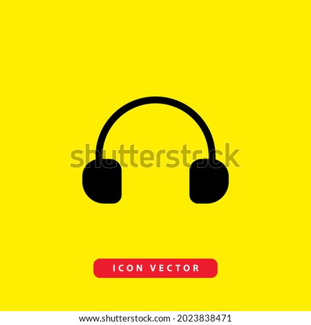 headphone icon on yellow background. vector black icon