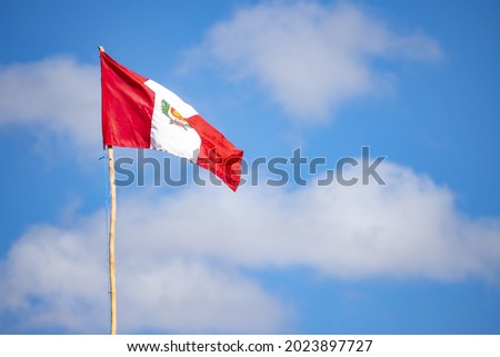 Peruvian flag in rural area