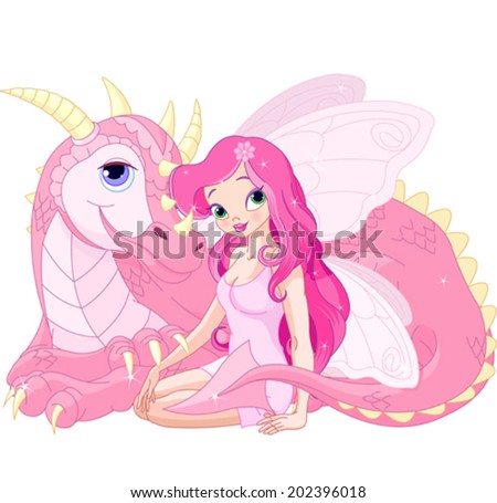 Beautiful Magic Dragon and Beautiful Fairy