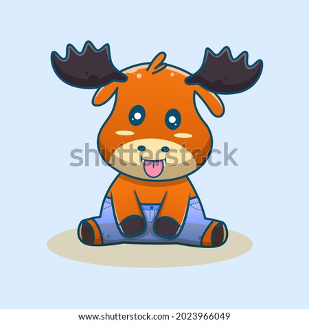 cute happy deer cartoon illustration