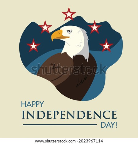 Happy independence day 4th of July poster with an eagle Vector