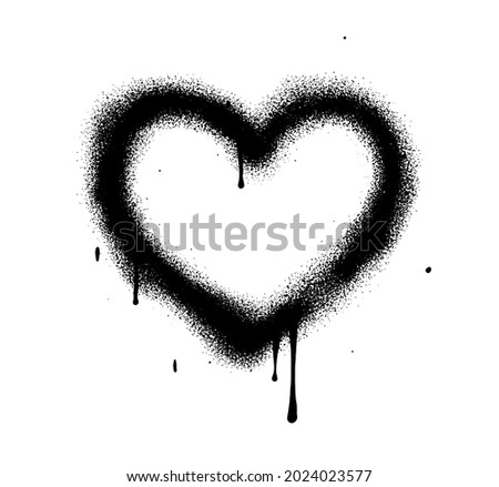 Spray Paint Heart isolated on White Background. Vector Symbol of Love for Happy Women's, Mother's, Valentine's Day, Birthday greeting card.  Street style. 