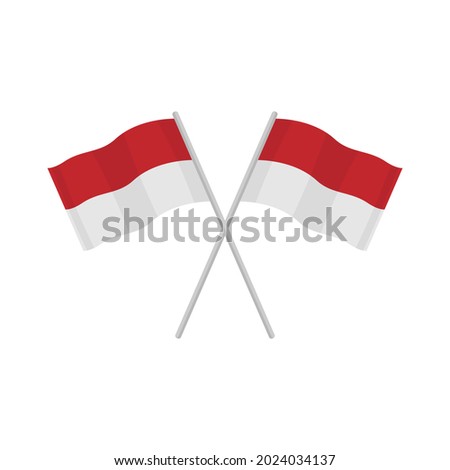 
Crossed Indonesian flags. Indonesian Independence Day concept. August 17th. flat design vector illustration isolated on white background.