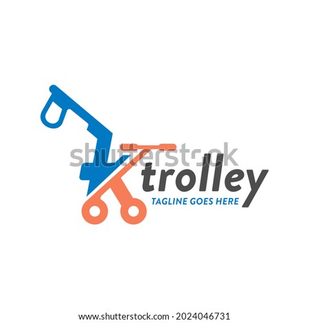children trolley illustration logo design with letter K