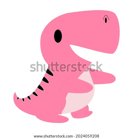 pink dino Cartoon hand drawn character. Dino handdrawn clipart.Isolated scandinavian cartoon illustration for children, book,isolate background