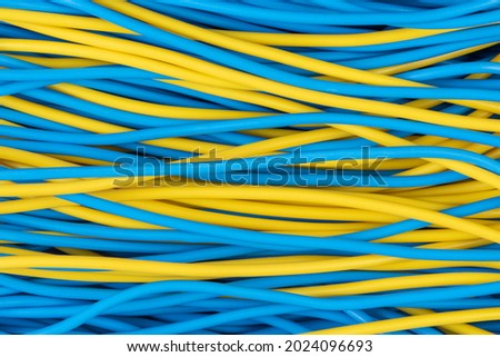 Stack of single core electrical cable directly above as background