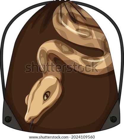 Drawstring backpack with snake pattern illustration