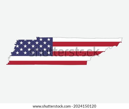 Tennessee Map on American Flag. TN, USA State Map on US Flag. EPS Vector Graphic Clipart Icon