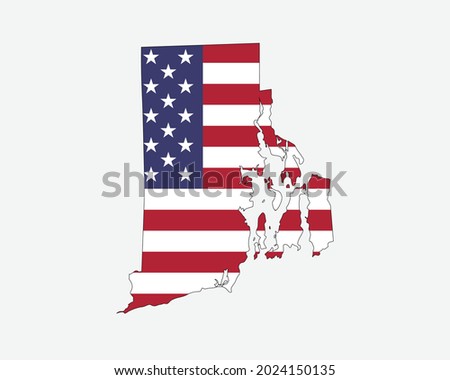 Rhode Island Map on American Flag. RI, USA State Map on US Flag. EPS Vector Graphic Clipart Icon