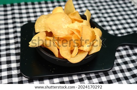 Cassava Chips In A Clean Bowl. Pictures of Healthy Snacks in a Homemade Bowl
