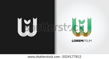 eco green letter w logo template vector set