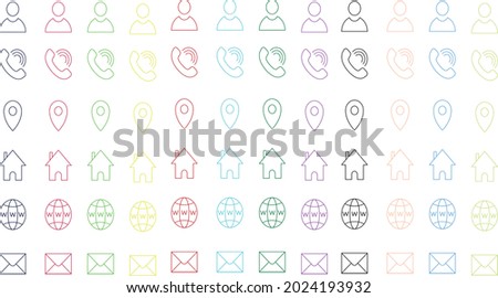 Contact us icons. Simple flat vector icons set on white background.