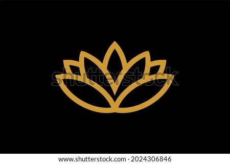 Lotus logo design vector. Beautiful flower illustration symbol. Plant, flower, and leaf vector icons. Lotus line logo design.