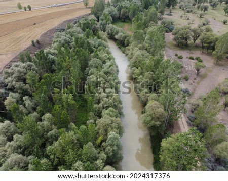 Aerial view of Kelkit river from the trees
