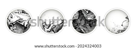 Highlight covers backgrounds. Set of marble design templates. White and black colors. Use as a backdrop for icons and text 