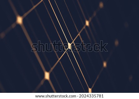 gold contact grid of high sensitivity solar cell in darkness in selective focus